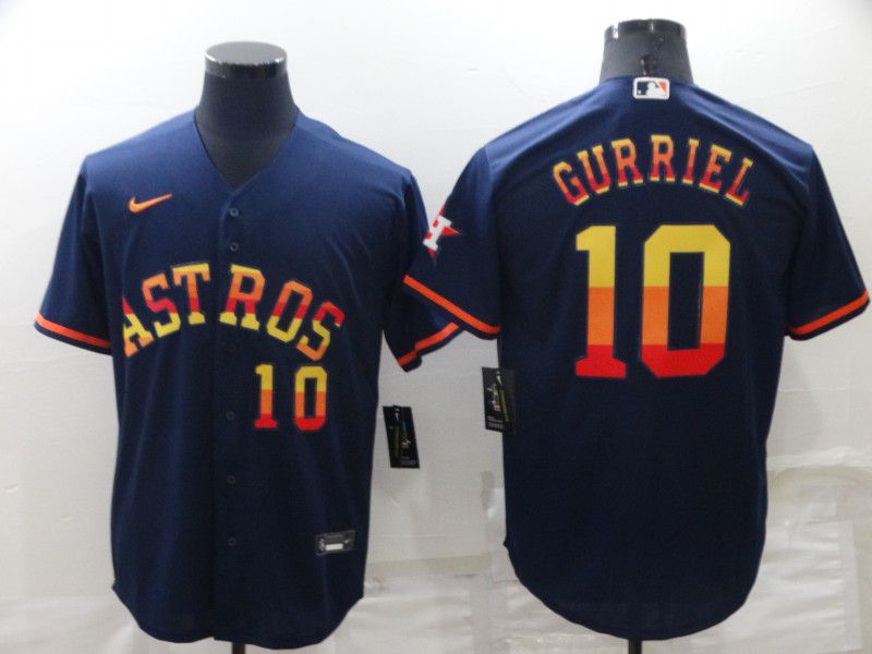 Men Houston Astros #10 Gurriel Blue Rainbow Edition Game Nike 2022 MLB Jersey